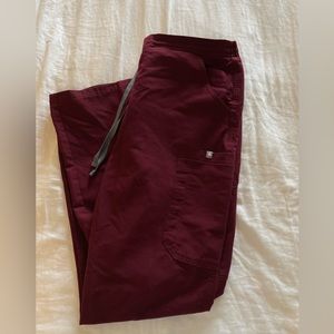 Figs scrub pants, maroon, size large